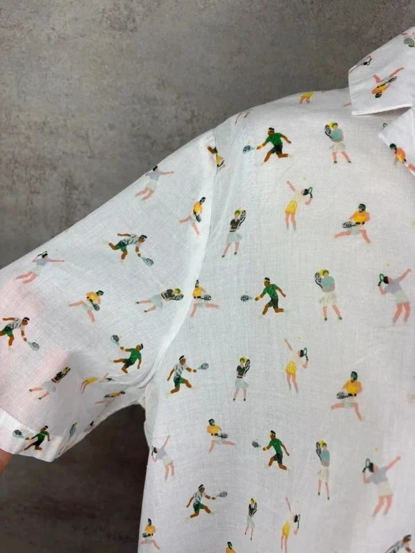 🌸 Monoprix cotton blouse, tennis pattern Size 42/XL 🌸 – photo 3